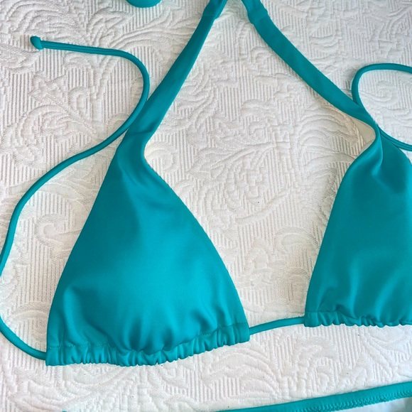 Victorias Secret Turquoise Blue string Triangle Bikini high waist M bathing suit - Picture 2 of 4